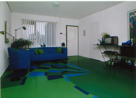 Colour Custom Blau Guren Intarsie – Korkboden Referenz von Naturo Bodenbeläge