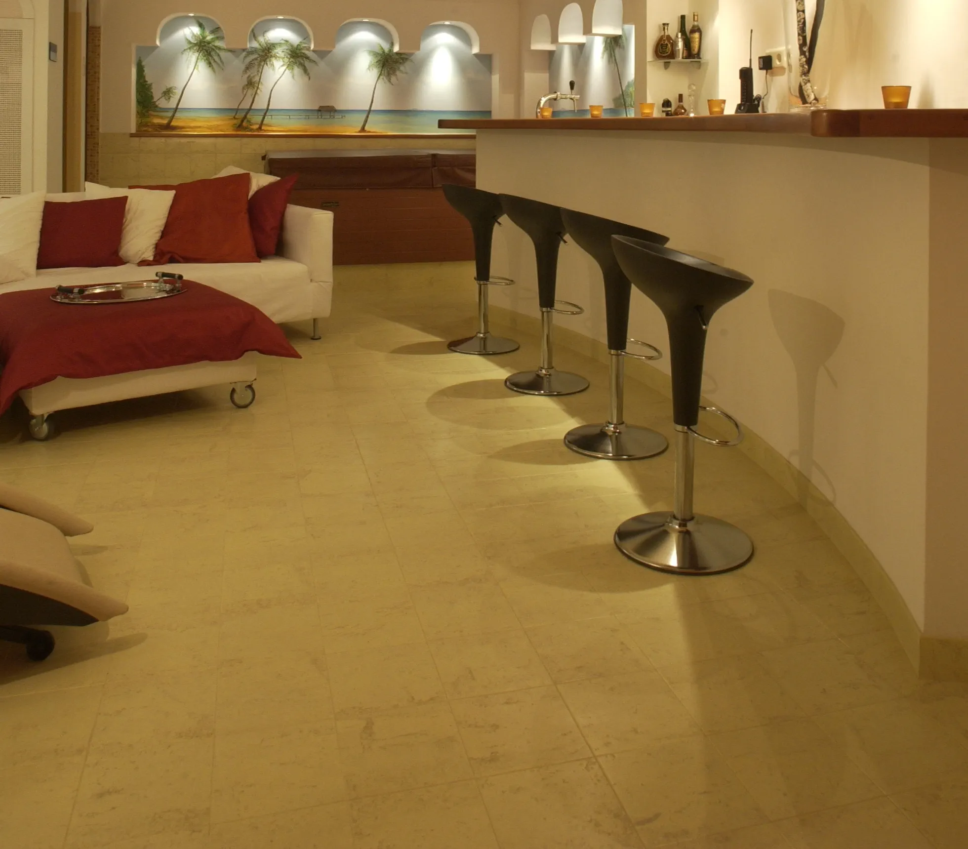 Stony Madera Manual Fliese Creme Loundge – Korkboden Referenz von Naturo Bodenbeläge