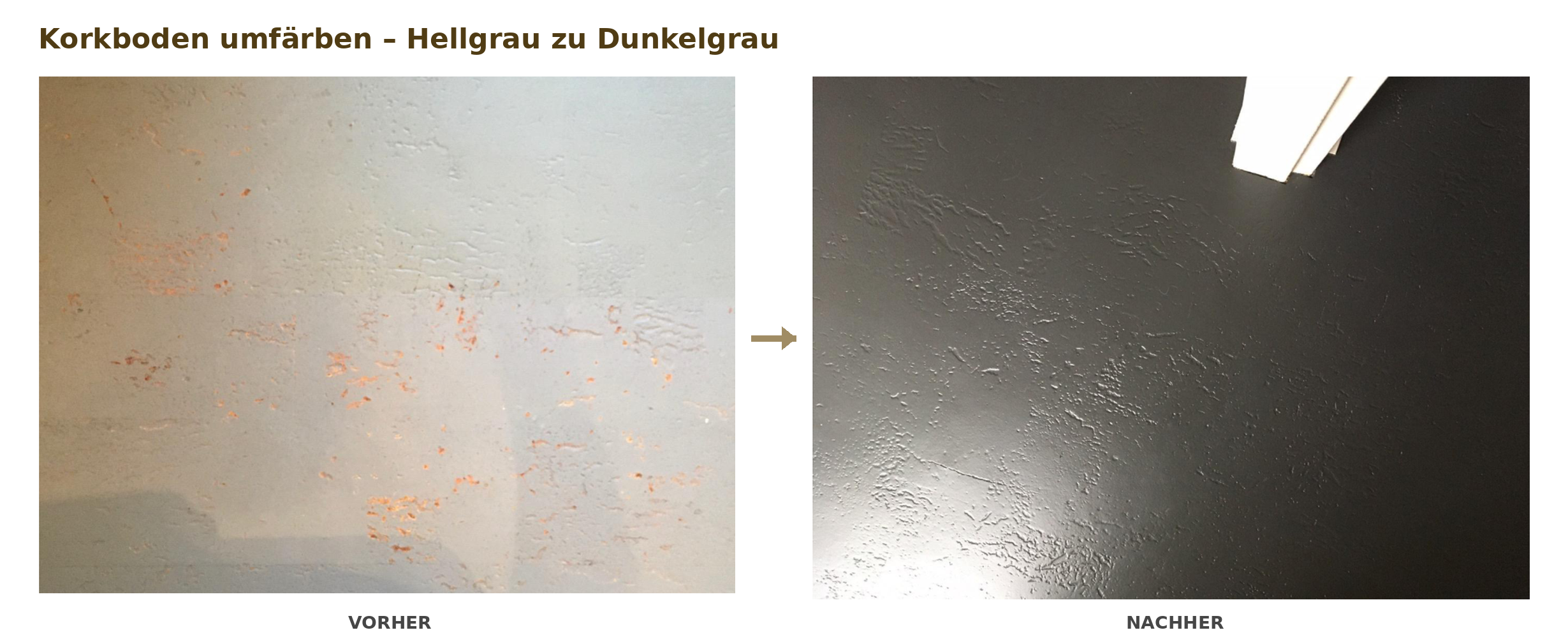 Korkboden neu einfärben - hellgrau zu dunkelgrau